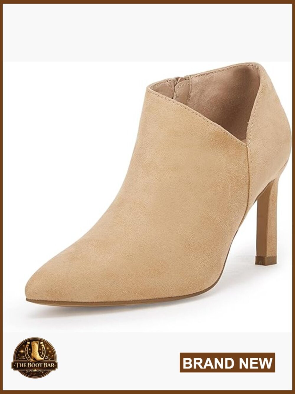 Womens Pointed Toe V Cut Ankle Boots Kitten Heel Side Zip Office Booties